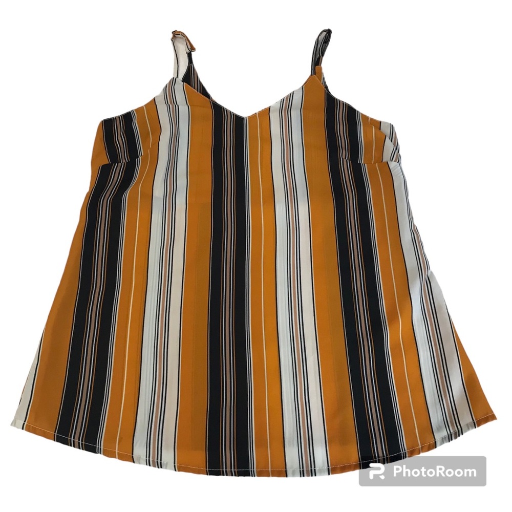 Japna Spaghetti Strap Shirt Womens Size Small Multicolor Striped V-Neck pullover